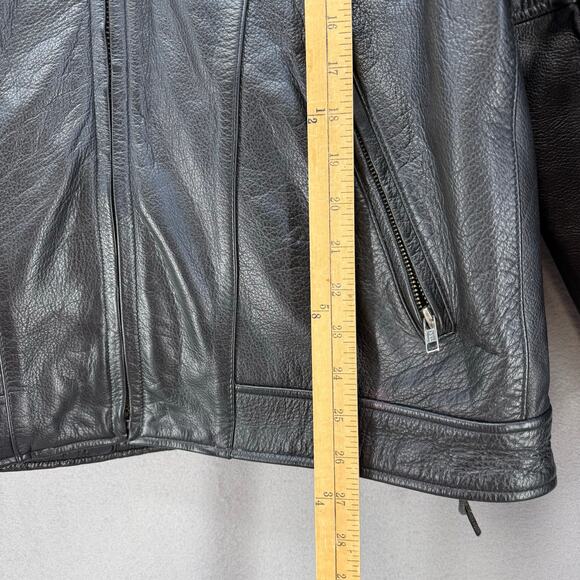 Wilson Leather Moto Racer Jacket Men's XL Black Priest Collar Biker Jacket - Picture 3 of 16